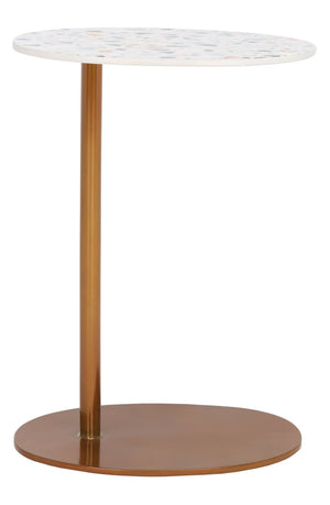 Safavieh Terrassa Oval Accent Table – Vibrant Terrazzo Top & Sleek Gold Base For Modern Living Spaces! ACC3214A