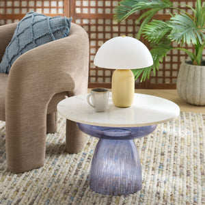 Safavieh Avony Side Table - Elegant Blue & White Design, Marble And Glass Blend For Sophisticated Spaces Blue ,White  Acc3218a-2bx