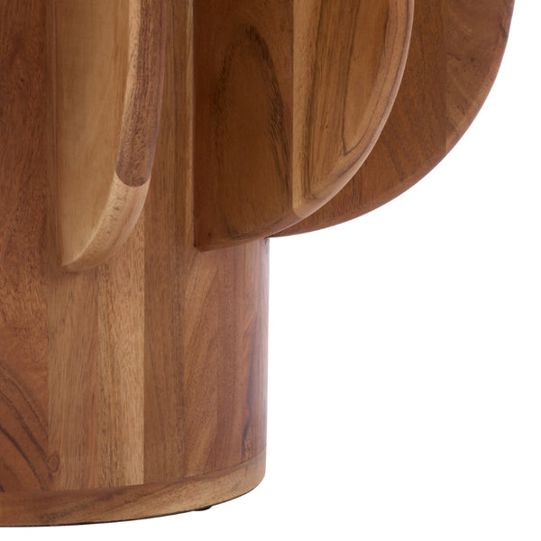 Safavieh MARATA Glass Side Table - Contemporary Walnut Base with Clear Glass Top for Modern Living Spaces ACC3222A
