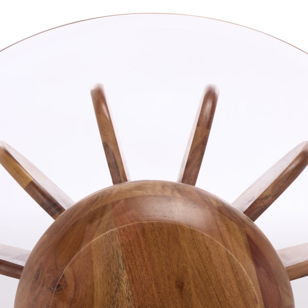 Safavieh MARATA Glass Side Table - Contemporary Walnut Base with Clear Glass Top for Modern Living Spaces ACC3222A
