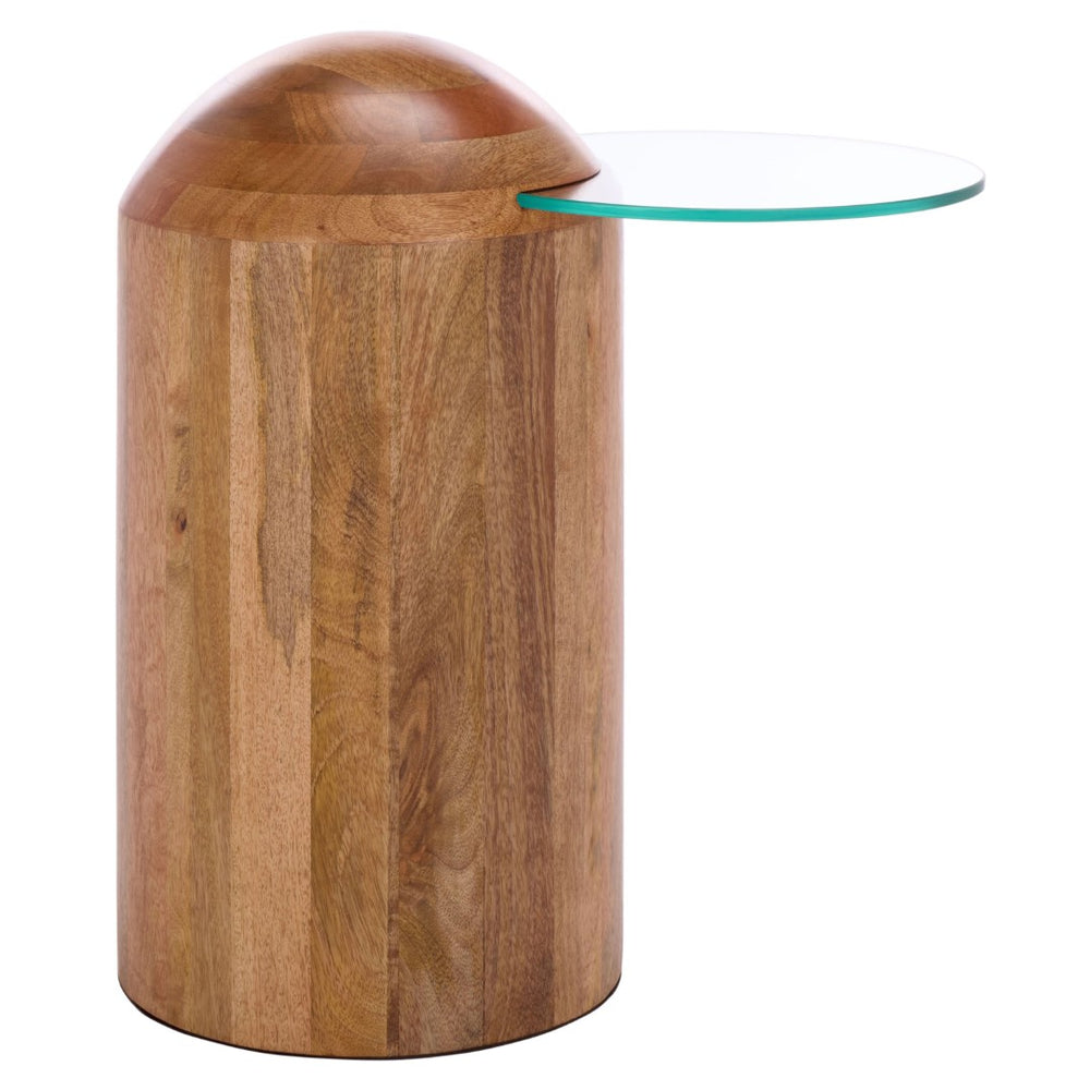 Safavieh CUBAN Accent Table - Modern Clear Glass & Walnut Design for Stylish Small Spaces & Versatile Use ACC3226A