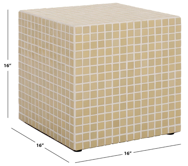 Safavieh Hikari Cube Accent Table - Contemporary Compact Design For Stylish Living Spaces And Versatile Use Cream ACC3229B