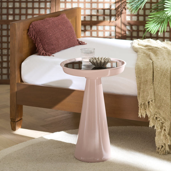 Safavieh Hikuma Accent Table - Elegant Taupe Glass Top With Durable Iron Frame For Chic Modern Interiors Black ,Taupe Iron,Glass Acc3234a