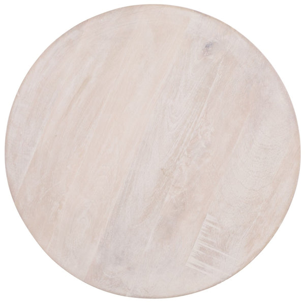 Safavieh Xavier Round Accent Table - White-Washed Mango Wood With Rustic Charm For Stylish Home Decor ACC3262A