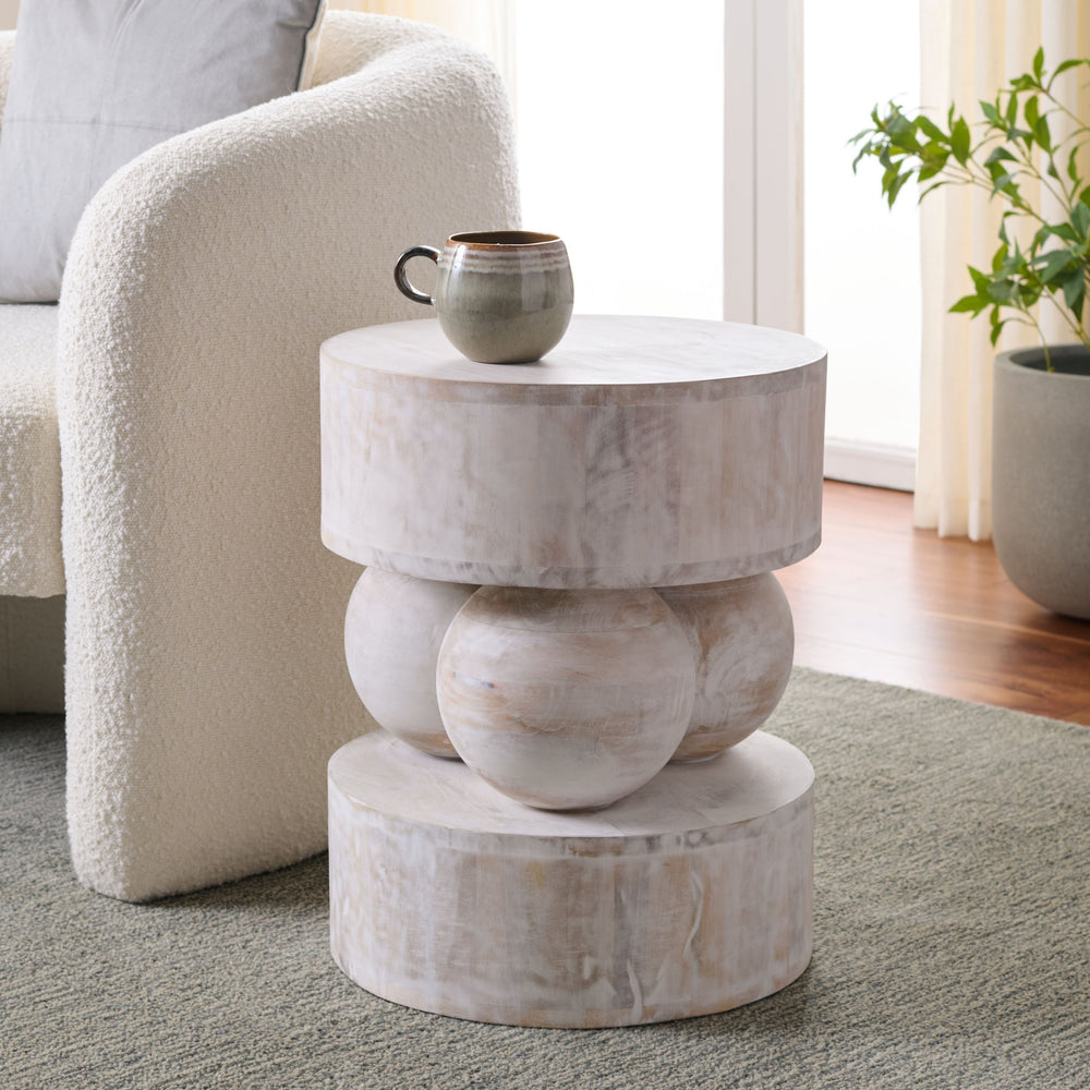 Safavieh Xavier White-washed Mango Wood Accent Table - Rustic Charm & Chic Elegance For Any Room Decor White Washed Mango Wood Acc3262a