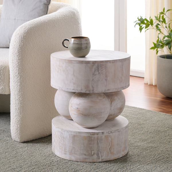 Safavieh Xavier White-washed Mango Wood Accent Table - Rustic Charm & Chic Elegance For Any Room Decor White Washed Mango Wood Acc3262a