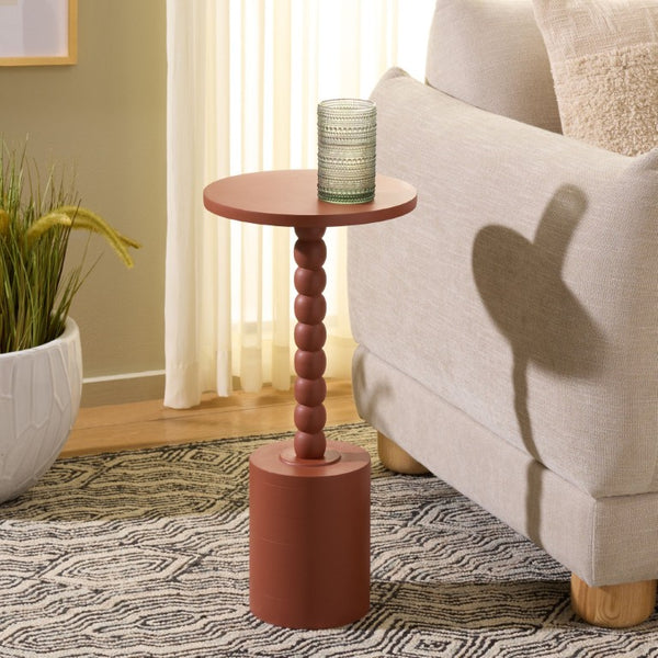 Safavieh Fern Solid Wood Round Accent Table Bold Lacquered Finish for Living Room or Bedroom ACC3267A