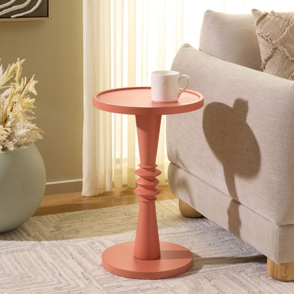 Safavieh Omid Blush Wood Accent Table Compact Square Pedestal for Living Room or Bedroom ACC3268A