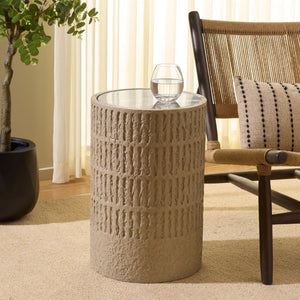 Safavieh Venti Square Accent Table with Black Marble Top and Taupe Wood Base for Living Rooms ACC3272A