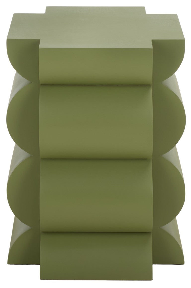 Safavieh Lappell Square Wood Accent Table in Earthy Olive Finish for Bohemian Living Spaces ACC3273A