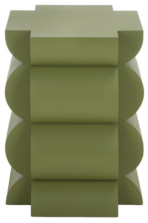 Safavieh Lappell Square Wood Accent Table in Earthy Olive Finish for Bohemian Living Spaces ACC3273A