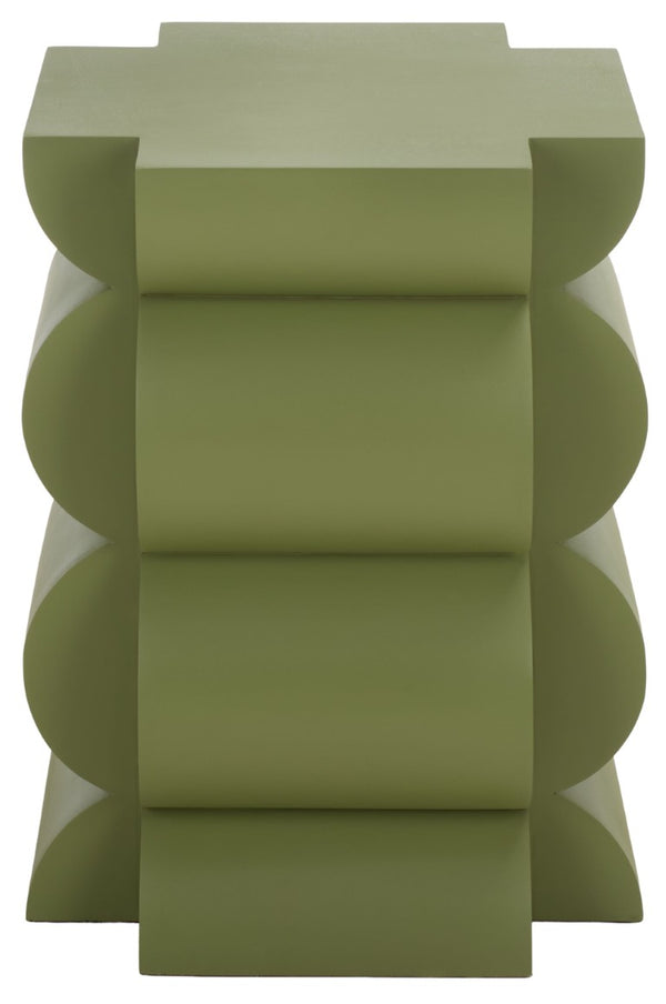 Safavieh Lappell Square Wood Accent Table in Earthy Olive Finish for Bohemian Living Spaces ACC3273A