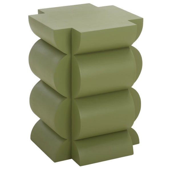 Safavieh Lappell Square Wood Accent Table in Earthy Olive Finish for Bohemian Living Spaces ACC3273A