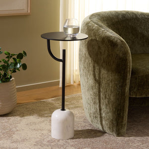 Safavieh Harlowe Marble Top Metal Accent Table Sleek Industrial Side Piece for Modern Interiors ACC3275A