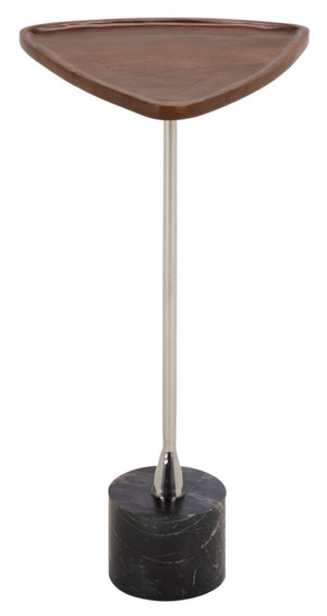 Safavieh Kristel Mixed Material Accent Table with Wood Top Metal Frame and Black Marble Base ACC3276A