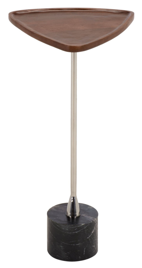 Safavieh Kristel Mixed Material Accent Table with Wood Top Metal Frame and Black Marble Base ACC3276A