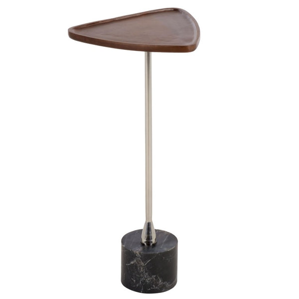 Safavieh Kristel Mixed Material Accent Table with Wood Top Metal Frame and Black Marble Base ACC3276A