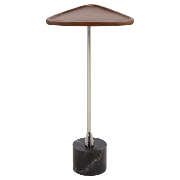 Safavieh Kristel Mixed Material Accent Table with Wood Top Metal Frame and Black Marble Base ACC3276A