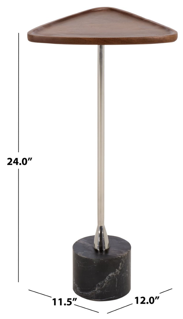 Safavieh Kristel Mixed Material Accent Table with Wood Top Metal Frame and Black Marble Base ACC3276A