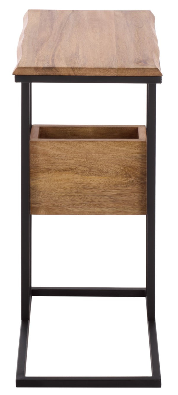 Safavieh Amirah Wood Grain Accent Table with Black Metal Base for Bedside or Living Room ACC3277A