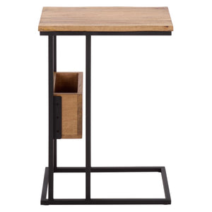 Safavieh Amirah Wood Grain Accent Table with Black Metal Base for Bedside or Living Room ACC3277A