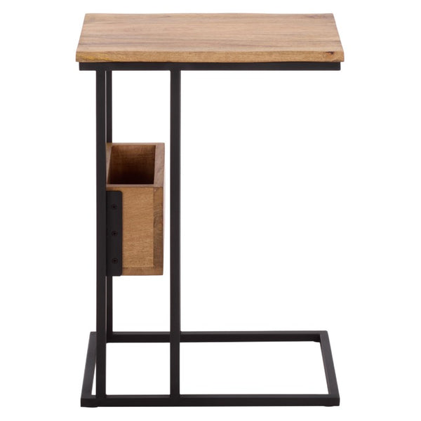 Safavieh Amirah Wood Grain Accent Table with Black Metal Base for Bedside or Living Room ACC3277A