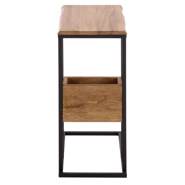 Safavieh Amirah Wood Grain Accent Table with Black Metal Base for Bedside or Living Room ACC3277A