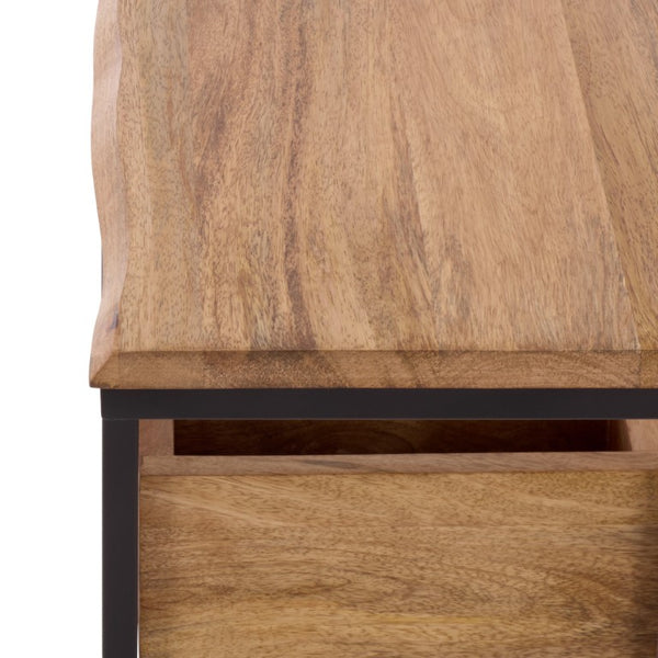 Safavieh Amirah Wood Grain Accent Table with Black Metal Base for Bedside or Living Room ACC3277A