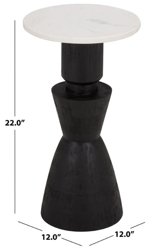 Safavieh Kyla Square Marble Top Accent Table with Matte Black Wood Base for Modern Rooms ACC3278A