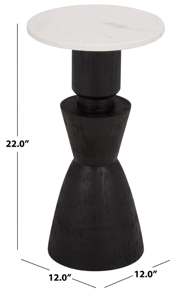Safavieh Kyla Square Marble Top Accent Table with Matte Black Wood Base for Modern Rooms ACC3278A
