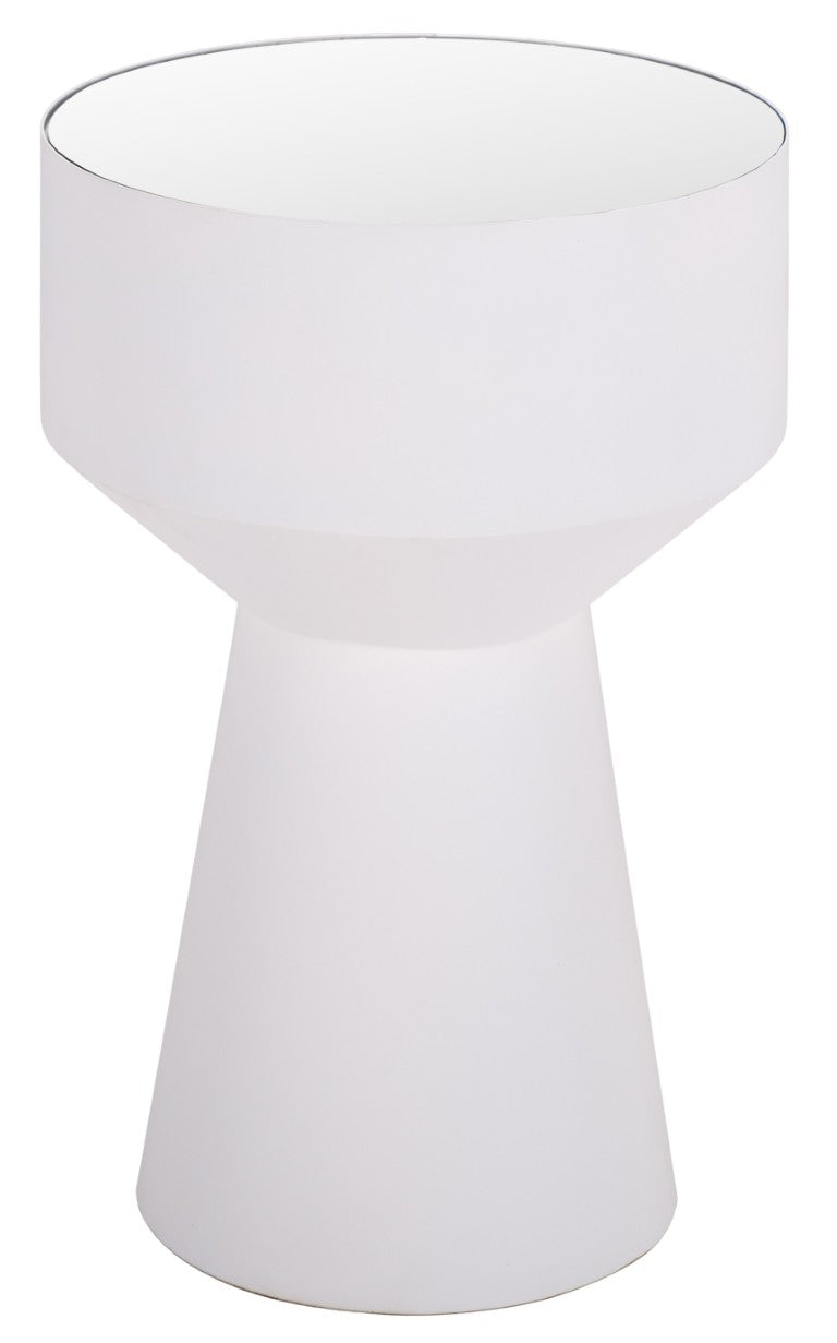 Safavieh Nolita Mirrored Top Accent Table White Metal Frame Modern Glam Square Side Piece ACC3280A