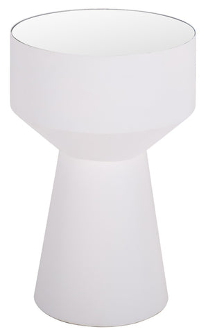 Safavieh Nolita Mirrored Top Accent Table White Metal Frame Modern Glam Square Side Piece ACC3280A