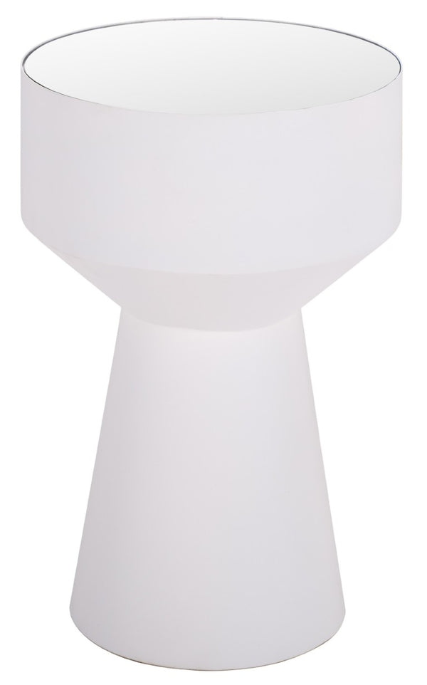 Safavieh Nolita Mirrored Top Accent Table White Metal Frame Modern Glam Square Side Piece ACC3280A