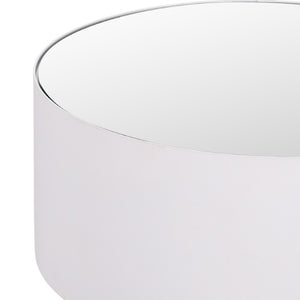 Safavieh Nolita Mirrored Top Accent Table White Metal Frame Modern Glam Square Side Piece ACC3280A