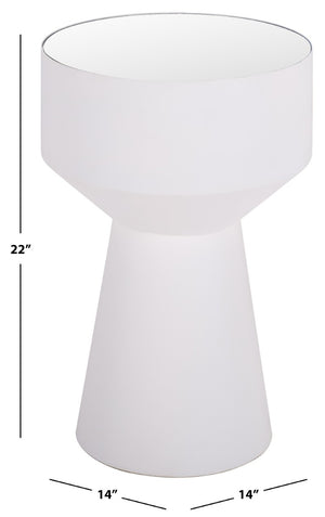 Safavieh Nolita Mirrored Top Accent Table White Metal Frame Modern Glam Square Side Piece ACC3280A
