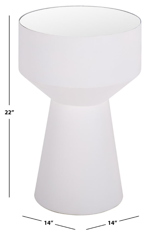 Safavieh Nolita Mirrored Top Accent Table White Metal Frame Modern Glam Square Side Piece ACC3280A