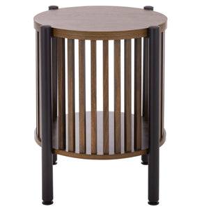Marami Modern Accent Table With Warm Wood Top And Matte Metal Frame — Compact, Stylish Side Table