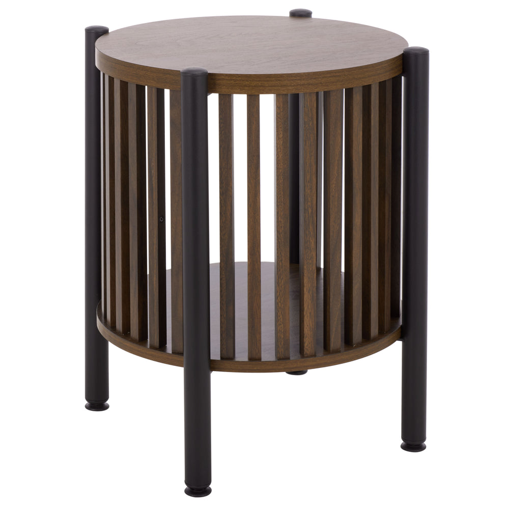 Marami Modern Accent Table With Warm Wood Top And Matte Metal Frame — Compact, Stylish Side Table