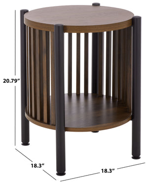 Marami Modern Accent Table With Warm Wood Top And Matte Metal Frame — Compact, Stylish Side Table