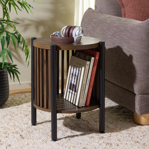 Marami Modern Accent Table With Warm Wood Top And Matte Metal Frame — Compact, Stylish Side Table