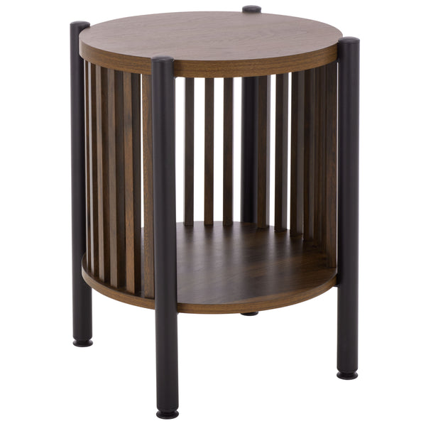 Marami Modern Accent Table With Warm Wood Top And Matte Metal Frame — Compact, Stylish Side Table