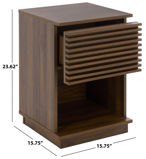 Moroto Compact 1-Drawer Accent Table With Smooth-Glide Storage And Modern Warm Wood-Grain Finish