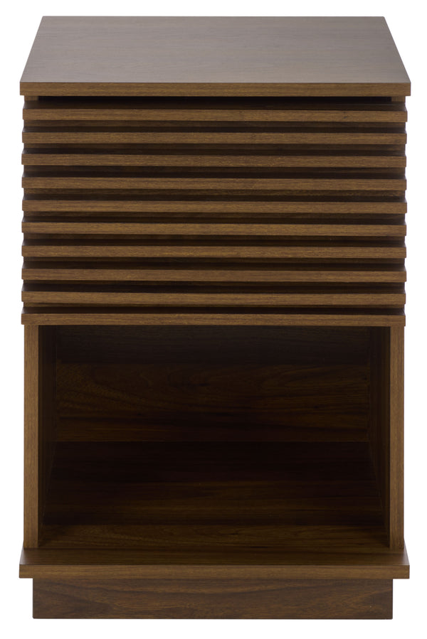 Moroto Compact 1-Drawer Accent Table With Smooth-Glide Storage And Modern Warm Wood-Grain Finish