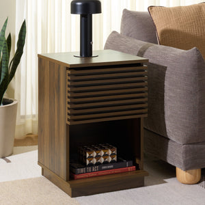 Moroto Compact 1-Drawer Accent Table With Smooth-Glide Storage And Modern Warm Wood-Grain Finish