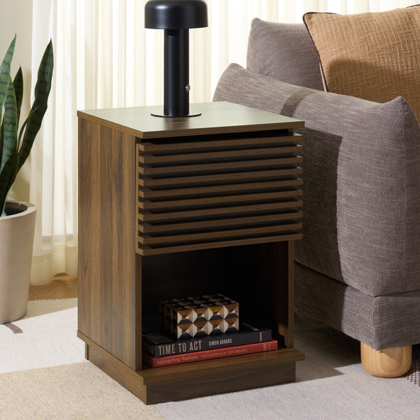 Moroto Compact 1-Drawer Accent Table With Smooth-Glide Storage And Modern Warm Wood-Grain Finish