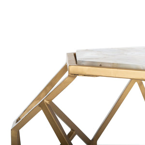 Safavieh Ava Geometric Accent Table - Luxurious Gold-Finish Base & Multicolored Agate Top For Modern Spaces ACC3700A