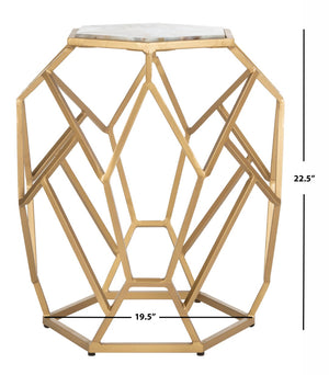 Safavieh Ava Geometric Accent Table - Luxurious Gold-Finish Base & Multicolored Agate Top For Modern Spaces ACC3700A