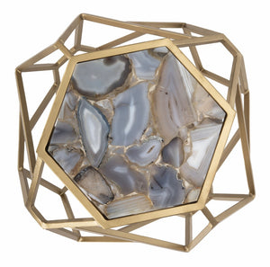 Safavieh Ava Geometric Accent Table - Luxurious Gold-Finish Base & Multicolored Agate Top For Modern Spaces ACC3700A