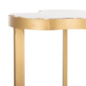 Safavieh Suki Modern Glamour Tripod Accent Table With White Agate Top & Gold Base For Stylish Interiors ACC3701A