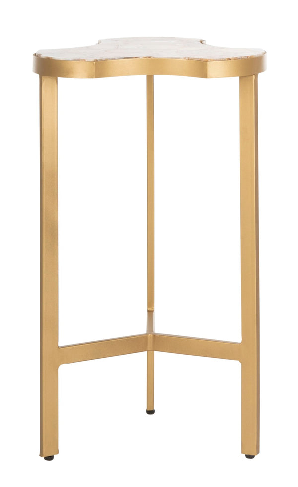 Safavieh Suki Modern Glamour Tripod Accent Table With White Agate Top & Gold Base For Stylish Interiors ACC3701A